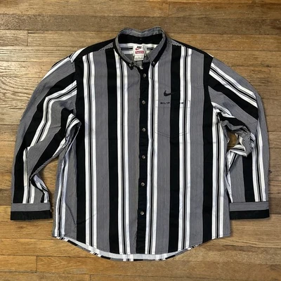 Рубашка Supreme Nike в полоску на пуговицах размер большой - Изображение 1 из 4