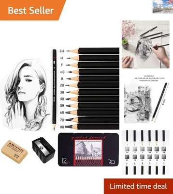 14-Count Professional Sketching Pencils Set for Artists - 8B-2H with Eraser - Image 1 of 4