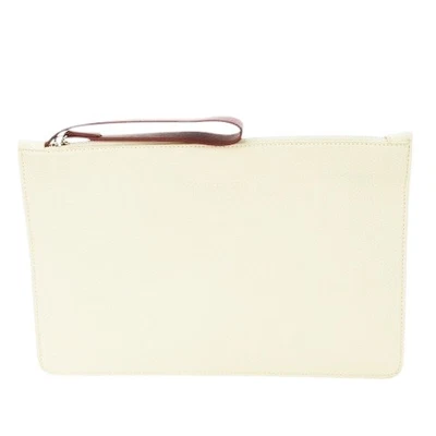 Auténtico bolso clutch de cuero Renoma blanco marfil segundo bolso cierre de cremallera Foto 1 de 4