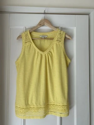 John Rocha RJR  Bright Yellow Sleeveless T-shirt with Trim Size 14 - Image 1 of 4