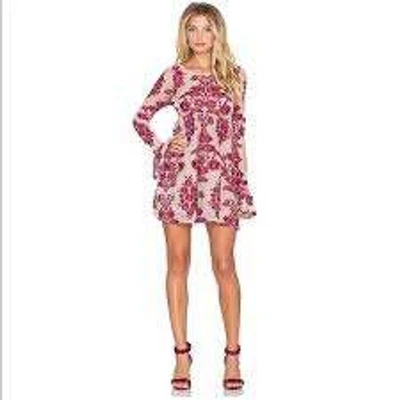 For Love & Lemons Temecula Nude/Berry Color Embroidered Floral Mini Dress Size S - Image 1 of 4