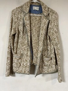 ANTHROPOLOGY SATURDAY AND SUNDAY  size Medium Beige Sweater Cardigan Jacket - Afbeelding 1 van 4