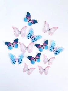 Edible Pre-Cut Wafer Butterfly - Blue and Purple Watercolor Edible Butterfly - Picture 1 of 2