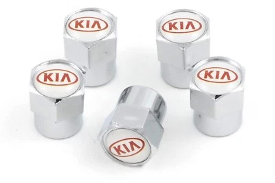 OEM NEW Tire Valve Stem Caps White w/ Red Logo 2010-2016 Kia UM011-AY0RD - Image 1 of 3