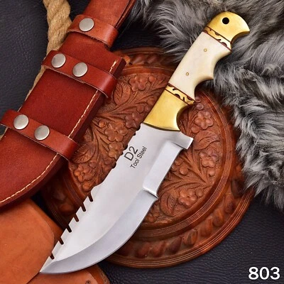 FACAS D2 TRAKKER MIDNITE CABO DE OSSO BROCHE DOURADO - Imagem 1 de 4