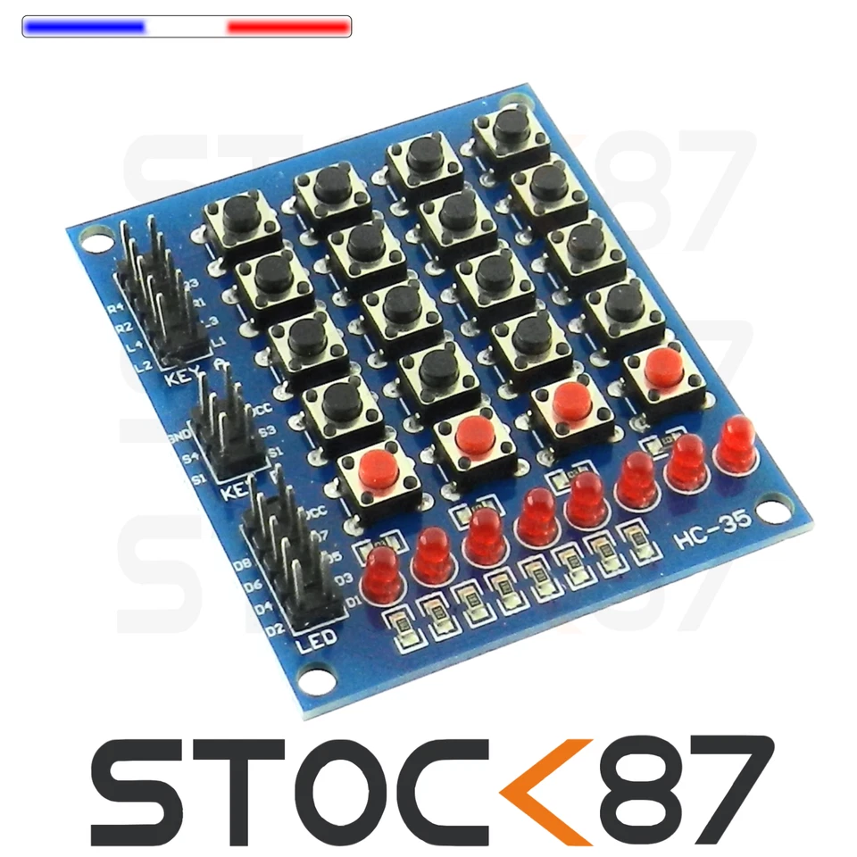 5261# 1 à 5pcs 8 LED Push Button Matrix Keypad 20 Key Switch Keyboard - Photo 1/1