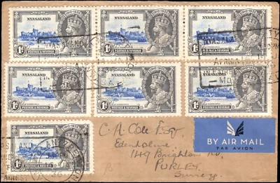 NYASALANDIA-1936-Cubierta-Enviada a Surrey Inglaterra Foto 1 de 2