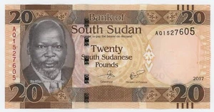 South Sudan 20 Pounds 2017 Pick 13.c UNC Uncirculated Banknote - Picture 1 of 2