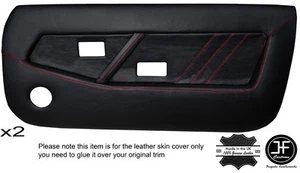 RED STITCHING 2X FRONT FULL DOOR CARD LEATHER COVERS FITS LOTUS EXCEL CUSTOM NEW - Imagen 1 de 3