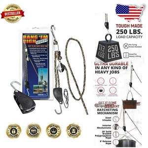 Rugged Block and Tackle Hoist - 250lbs Capacity, Quick Release & Safety Lock - Picture 1 of 8