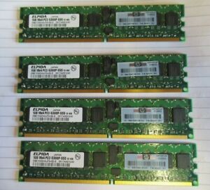Elpida EBE10AD4AJFA-6E-E 405475-051 4GB 4x1GB PC2-5300 DDR2 ECC CL5 240P Memory 