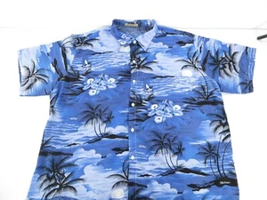 Camisa Hawaiana Han Ton Para Hombre Azul Tropical Abotonada Manga Corta Talla 3XL - Imagen 1 de 7