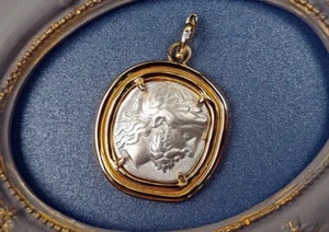 L28 Anhänger griechischer Göttervater Zeus Nachbildung Münze Silber 925 - Bild 1 von 6