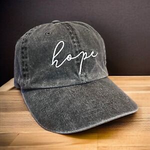 Womens Hat Faith Hope Charity Spellout Embroidered Script Gray Canvas Ball Cap