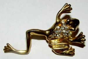 Vintage Frog Gold Tone Clutchback Brooch Pin - Picture 1 of 2