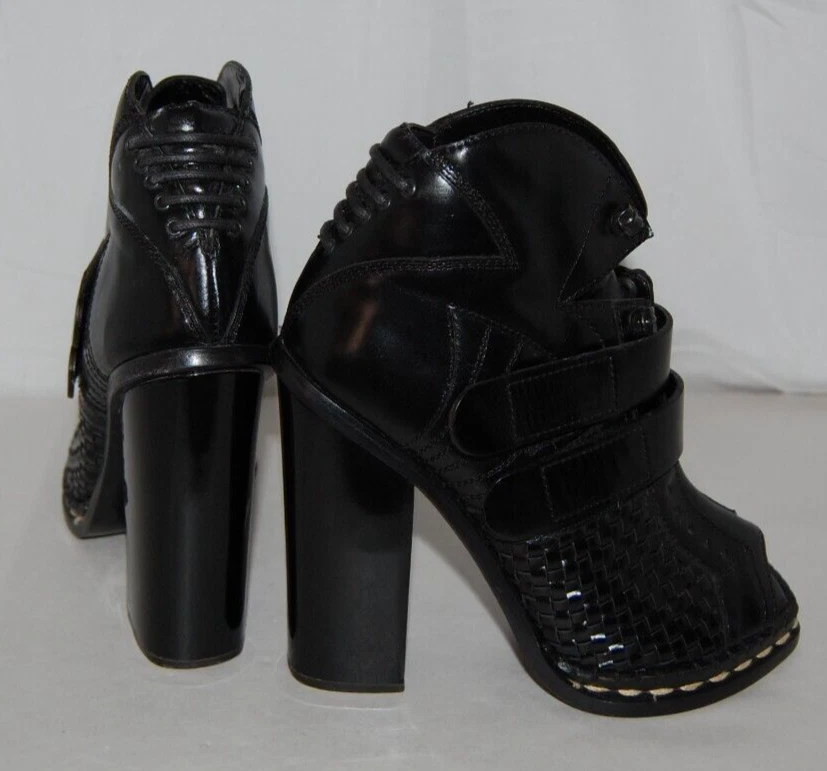 37/US6.5❤️$1055 Proenza Schouler Negro Cuero Tacones Altos Botines Botín Foto 1 de 4