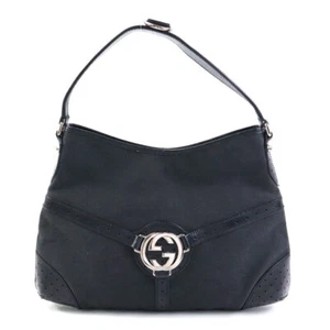 Auténtico Bolso de Hombro GUCCI Negro Lona/Cuero/Tono Plateado - e59897a - Imagen 1 de 15