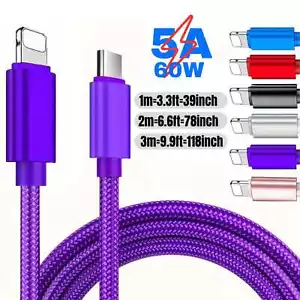 Cargador rápido USB C a iPhone tipo C cable de carga de alta resistencia PD cable trenzado 2/3 - Imagen 1 de 48