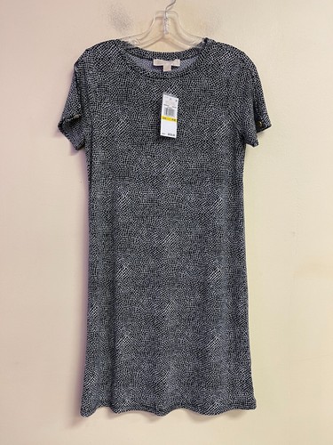 Abito donna Michael Michael Kors blu navy vero con etichette animalier shift taglia XS V13