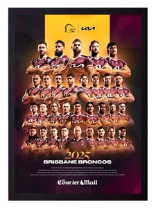 Framed 2025 Brisbane Broncos NRL Rugby League Football Poster - 62cm x 44.5cm - Bild 1 von 4