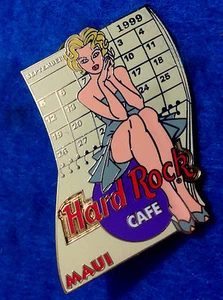 MAUI SEPTEMBER RETRO 1940s CALENDAR GIRL LORA PROM QUEEN Hard Rock Cafe PIN - Picture 1 of 1