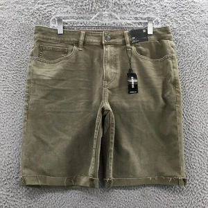 Express Slim Hyper Stretch Bermuda Shorts Mens 32 (actual 35x9.5) Green Zip NEW - Picture 1 of 24