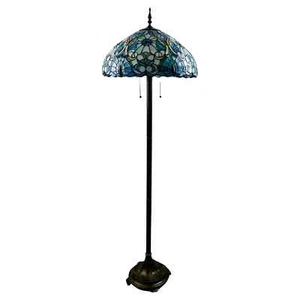 Art Nouveau Tiffany Sale Blue Stained Glass Dome Shaped Shade Floor Lamp $ - Picture 1 of 12