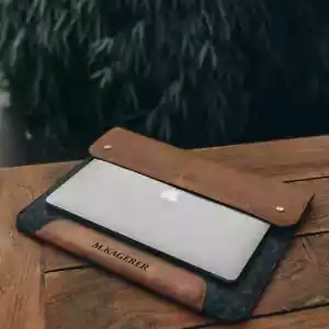 Personalisierte Tasche aus feinem Leder und Vlies für MacBook Pro, MacBook Airbag - Bild 1 von 64