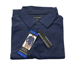 Polo Banana Republic Talla Grande, Hombre Manga Larga Luxe Touch Performance, Azul. - Imagen 1 de 5