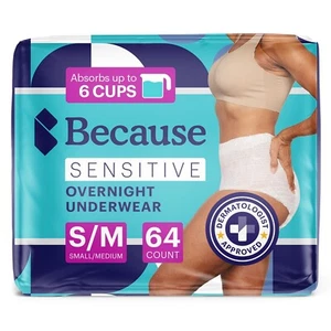 Because Adult Incontinence Underwear for Sensitive Skin - Women - Premium Ove... - Picture 1 of 9