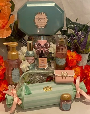 9 Pc SET Bath and Body Works SWEETEST SONG Eau de Perfume Collection Pink Bow - Image 1 of 4