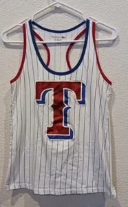 5th & Ocean New Era Texas Rangers Tank Top Women Sz M Big Logo Glitter Sparkles - Picture 1 of 4