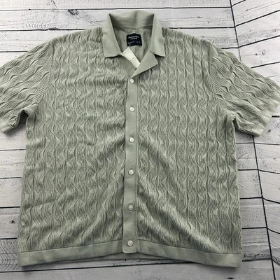 NEW Abercrombie & Fitch Short Sleeve Button Textured Knit Shirt Men's XL Green - Image 1 of 4