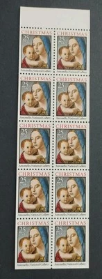 US Stamps SC#2514b. 25c. Madonna & Child by Caracci. Unfolded Pane of 10. MNH.  - Image 1 of 3