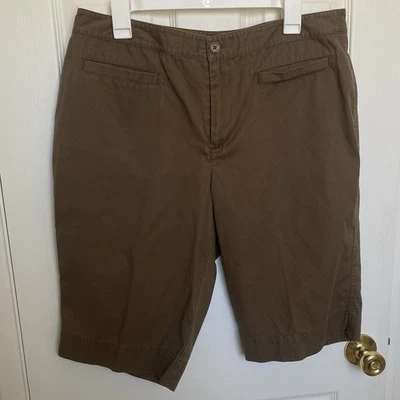 Lauren Ralph Lauren Premium -  Women Brown Cotton Bermuda Shorts - Size 14 - Image 1 of 4