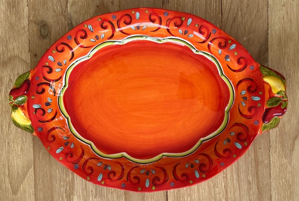 Plato para servir Pier 1 One Imports Pasilla loza chile pimienta naranja 16,5" Foto 1 de 4