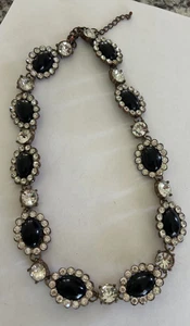 Vintage Stil Schwarz Cabochon Strass Halskette Kupferfarben Glitzer Glam - Bild 1 von 4