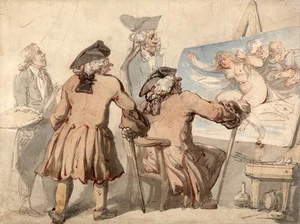 THOMAS ROWLANDSON THE CONNOISSEURS GICLEE PRINT FINE CANVAS - Picture 1 of 4