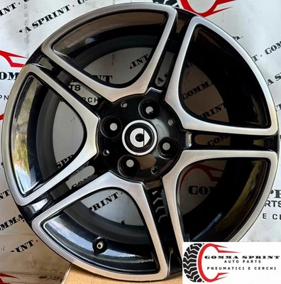 4 CERCHI IN LEGA RAGGIO 16 SMART FORTWO FORFOUR NERO LUCIDO DIAMANTATO - Immagine 1 di 4