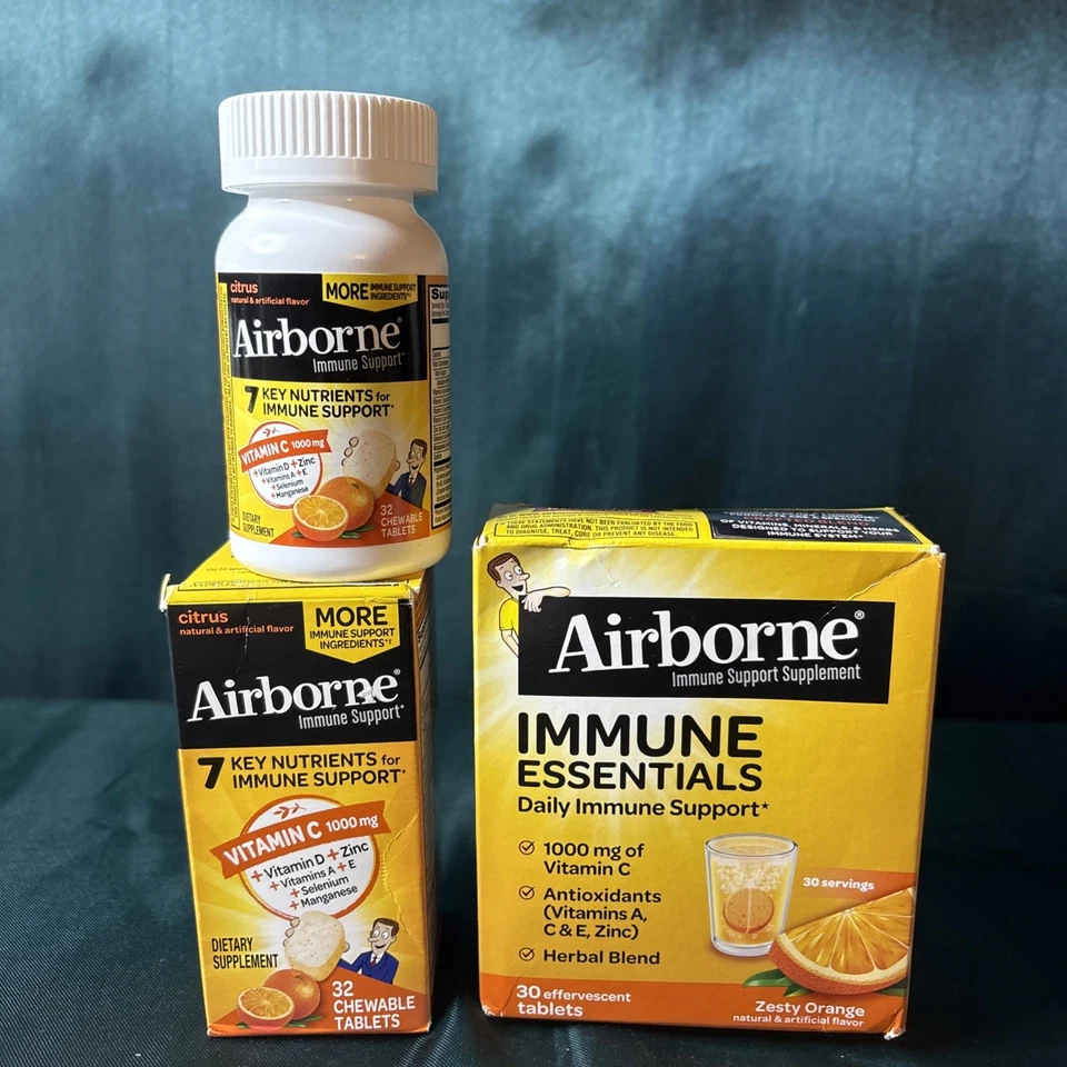 Airborne Immune Essentials Daily Supplement 30 Effevescent Tablets (2 PACK)