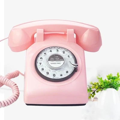 Rotary Dial Telephone 1960 Style Pink Retro Old Fashioned Vintage Phone Working. - Image 1 of 4