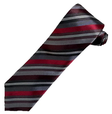 Corbata de cuello Kenneth Cole Reaction seda negra magenta rayas Repp para hombre 3 1/2x59 pulgadas Foto 1 de 4
