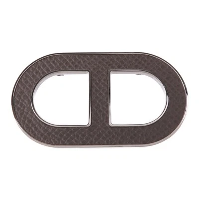 HERMES Chaine Dancre Brooch Accessories Metal Leather Gray - Image 1 of 4