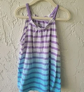 Old Navy Tank Top Stripe Purple Blue Swing Loose Shirt Small 6/7 Girls Vintage - Picture 1 of 8