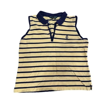 Polo Lauren Ralph Active Sin Mangas Mujer L Amarillo Azul Marino *pequeña mancha Foto 1 de 4