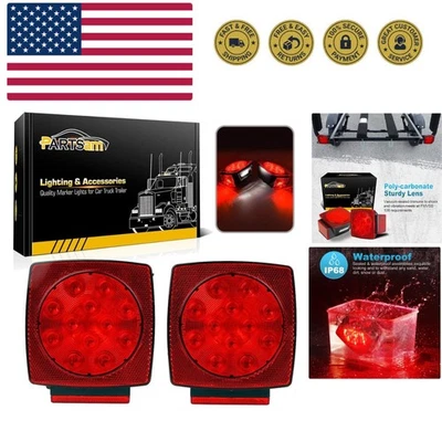 Luz LED cuadrada sumergible para remolque 12V, rojo blanco LED parada giro cola licencia... Foto 1 de 4