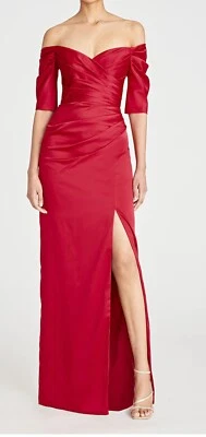 Vestido para mujer Theia rojo Sienna con hombros descubiertos talla 4 $795 Foto 1 de 4