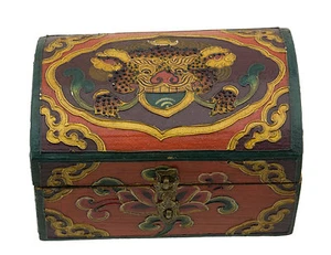 Boite à bijoux tibetaine Chepu fleur de lotus Offrande-Tibet Nepal 15cm 5759 - Imagen 1 de 4