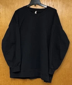 Lululemon Sweatshirt Women's 18 Black Cotton Logo Long Sleeve Crew Neck Pullover - Picture 1 of 4