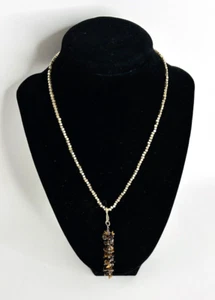 Kenneth Cole Costume Jewelry Necklace Tiger Eye Gold Tone - Picture 1 of 4